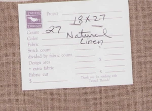 27 ct Cross Stitch Fabric Natural 27x18" Cashel Linen Twisted THreads - Picture 1 of 2