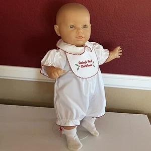 19" Vintage Berjusa 53 Blonde Baby Doll Sleep Eyes Toddle Tyke Christmas Outfit - Picture 1 of 17