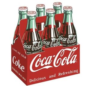 COCA COLA DIE CUT SIX PACK BOTTLE RETRO TIN SIGN Embossed Tin Sign 13x11 NEW