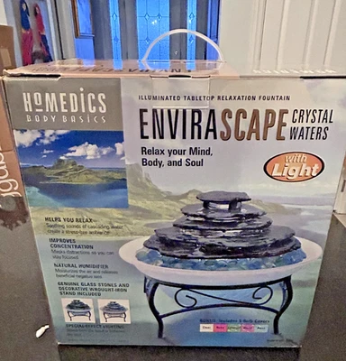 HoMedics Envirascape Crystal Waters Tabletop Fountain NIB Relaxation w/ Light - Image 1 of 4