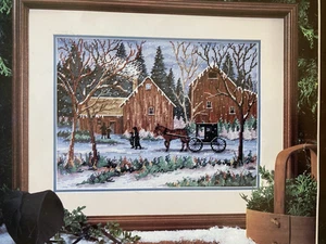 De colección 1996 Dimensiones #263 Al Koenig SNOWY SUNDAY Punto de Cruz Folleto Granero Buggy - Imagen 1 de 3