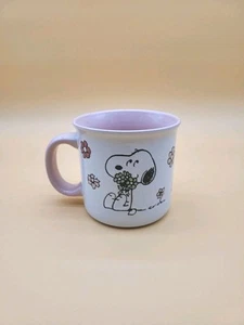 Peanuts Used Snoopy Floral Theme 21oz Coffee Mug Pink/White  - Picture 1 of 9