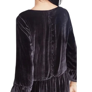 NWT Madewell Velvet/Silk Button Back Bell Long Sleeve Dress Cocktail M $168 - Picture 1 of 15