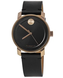 New Movado Bold Access Black Dial Leather Strap Men's Watch 3600945 - Picture 1 of 4