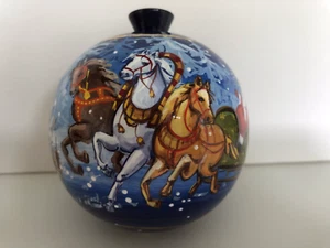 WOODEN BALL WITH HORSES   Christmas Ornament - Picture 1 of 6