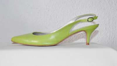 Neuw Sling-Pumps BC Best Connections Gr. 40/6,5 Limonen-Grün Echt-Leder v. Heine - Bild 1 von 4