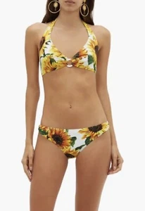 NWT 485 GBP DOLCE & GABBANA FLORAL SUNFLOWER Bikini Yellow Swimwear  4IT UK 12 L - Picture 1 of 5