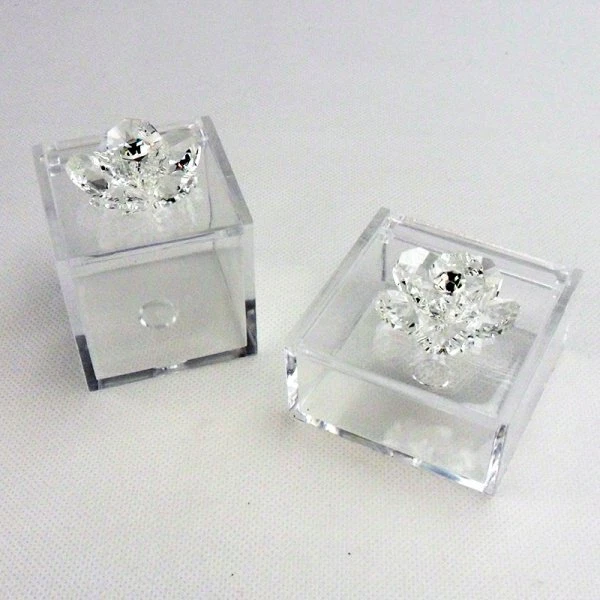 19893-trasparente-quadrata 7x5x5 Bomboniere Scatolina con fiore in cristallo var - Immagine 1 di 1
