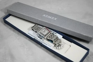 NOS Xemex Avenue Swiss Mens Stainless Steel Watch Bracelet Vintage Box Stickers - Picture 1 of 5
