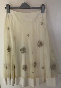 Coast Ivory Tulle Midi Skirt with appliqué flowers size 12 wedding special event - Picture 1 of 3