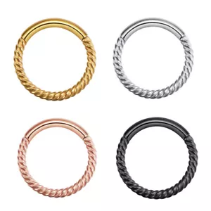 1,2mm Ohr Septum Clicker gedreht Segment Ring Scharnier Rose Gold Silber Helix - Bild 1 von 11