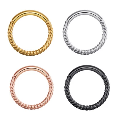 1,2mm Ohr Septum Clicker gedreht Segment Ring Scharnier Rose Gold Silber Helix - Bild 1 von 4