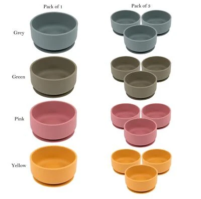Baby Bowl Silicone Suction Cup Dinner Toddler Child Feeding Dish 1 / 3 Pack - image 1 of 4