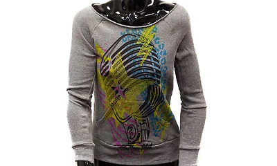 CAMISA SUDADERA AMERICAN IDOL PARA MUJER HOLLYWOOD FUERA DEL HOMBRO TOP NIÑAS GRIS C82 Foto 1 de 2