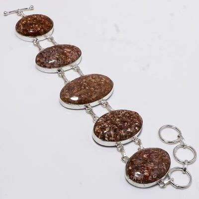 Bracciale Turritella Agata Ovale Gemme Catena Regolabile Gioielli 7-8" BB 1233 - Immagine 1 di 4