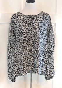 Austin Reed Navy 100% Silk Blouse White Circles Women's Size 16 RN83818 - Picture 1 of 8