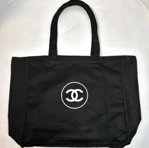 Chanel Novelty Cosmetics Polyester Blend Canvas Tote Bag Black Japan - Picture 1 of 2