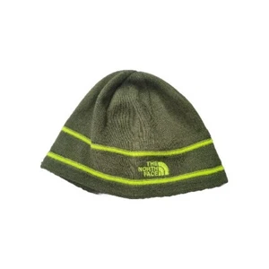 The North Face Hat Boys M Spell Out Beanie Green Embroidered Logo Fleece Lined - Picture 1 of 7