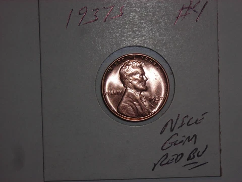 1937S WHEAT PENNY SHARP GEM RED BU LINCOLN CENT 1937-S LOT #4 UNC GEM RED LUSTER Cover