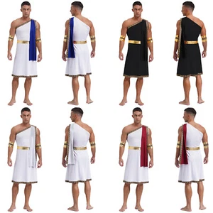 Men's Dresses With Sleeves Toga Robe Exotic Dress Cosplay Grecian Toga Spartan - Picture 1 of 38