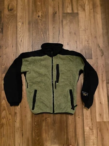 Vtg Women's Mountain Hardware Fleece Full Zip Jacket Green & Blk 🇺🇸 Made Sz 6 - Picture 1 of 7