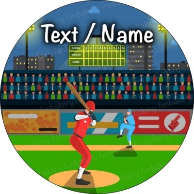 Baseball Sport Cake Topper Party Decoration Edible Birthday Custom Personalised - Image 1 of 4
