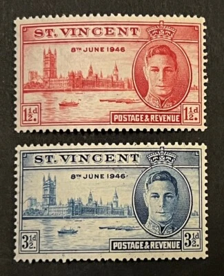 Travelstamps: 1946 St. Vincent Stamps Scott #152-153 Mint MNH OG - Image 1 of 4
