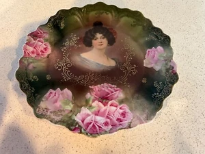 Vintage Royal Vienna Bavaria Crown Mark Roses & Woman Portrait Plate - Picture 1 of 16