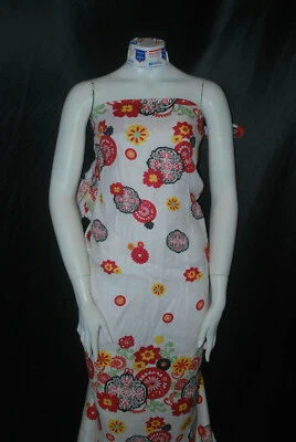 Lino 100% Espiga Horizontal Asiático Medallón Estampado Floral Tejido Foto 1 de 4