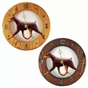 Doberman Pinscher Wood Clock Red/Tan - Picture 1 of 1