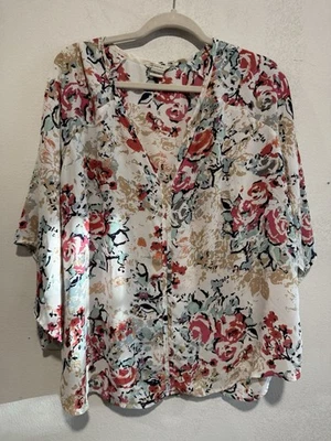 Blusa Ariat Estampado Floral Manga Kimono Cuello en V Talla XL Ligera Foto 1 de 4