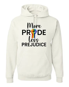 More Pride Less Prejudice Puño Arco Iris LGBT Mes del Orgullo Unisex Sudadera con Capucha - Imagen 1 de 21