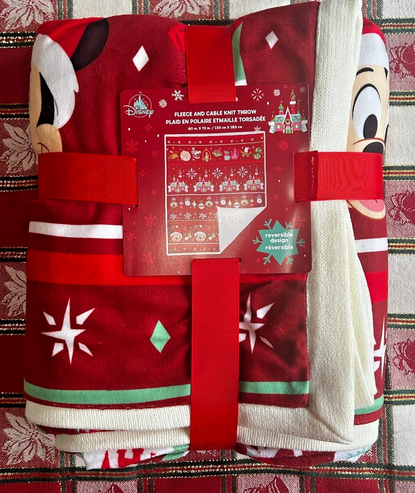 Manta polar de vacaciones Mickey 2020 exclusiva de Disney Parks tejido con cable 60x72 Foto 1 de 4