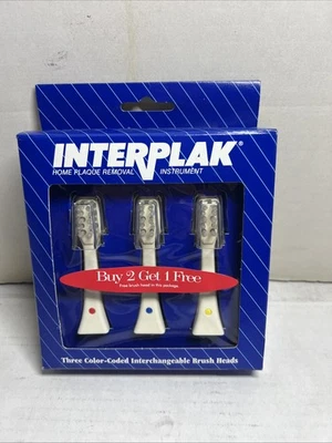 Interplak 3 Color Coded Interchangeable Brush Heads NOS - Image 1 of 2