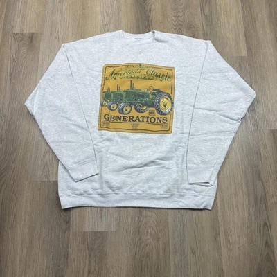 John Deere Sweatshirt Mens XL Gray American Classic Generations Tractor - Image 1 of 4