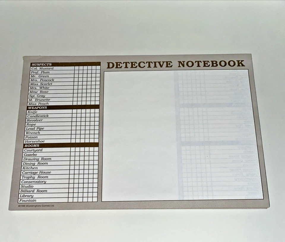Clue Master Detective - 40 Cuadernos Detective Hojas Doble Cara Juego de Mesa Foto 1 de 1