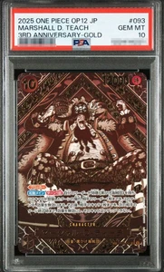 PSA 10 Teach OP09-093 3rd Anniversary Special Card Gold Parallel ONE PIECE - Picture 1 of 2