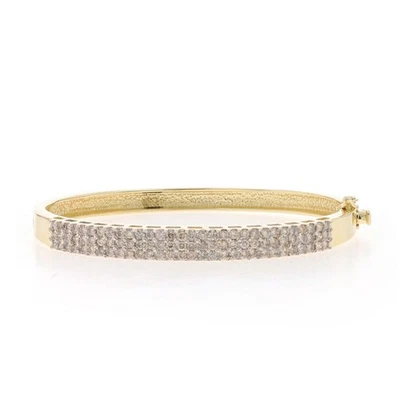 Brazalete Brazalete Oro Amarillo Diamante Racimo 6 1/2" - 14k Redondo Brillante 2.50ctw Foto 1 de 4