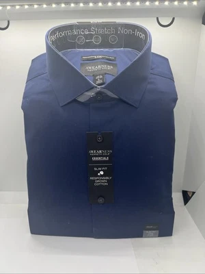 Camisa Kenneth Cole Reaction Para Hombre Nueva, Azul Talla L, 16-16 1/2, 34-35, Delgada Foto 1 de 3