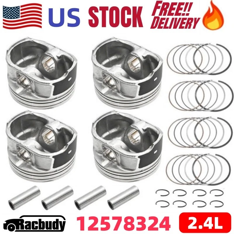 4PCS Pistons & Rings Kit 12578324 For 10-17 Chevy Equinox GMC Terrain Buick 2.4L - Изображение 1 из 4