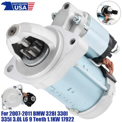 Fits BMW 328i 335i E90 X3 2007-2011 12V 9T 1.1KW PMGR Starter Easy Installation - Imagem 1 de 4