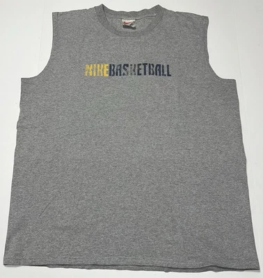 Vintage 90s Nike Basketball T Shirt Gray Men’s XL Sleeveless Double Sided - Image 1 of 4