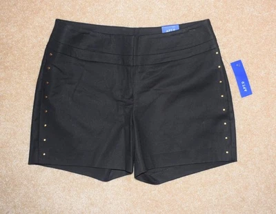 Novo Shorts Feminino Apt 9 Preto Tamanho 8 Algodão Elástico cravejado Chino - Imagem 1 de 2