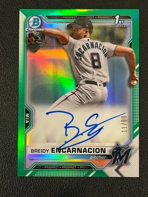 Breidy Encarnacion 2021 Bowman Chrome 1st Green Refractor /99 Marlins - Image 1 of 2