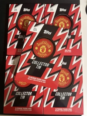 SALE! 5x Topps Manchester United Collector Tin 2025/26 Bundle - Sealed Original Packaging - Image 1 of 3