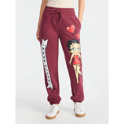 Betty Boop Women's Graphic Print Joggers, Size L (12-14), Relaxed Fit, Mid Rise - Image 1 of 4