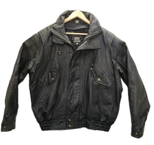 Antonio Giovanni Leather Black Vintage Jacket Coat Rare Retro Designer Zip Lined - Picture 1 of 15