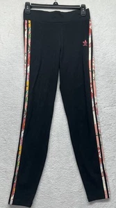 Adidas Girls Size XL Black Floral Originals Elastic Waist Leggings Pants New - Picture 1 of 7