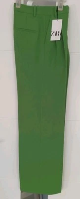 ZARA Hose 34 36 XS S Grün neu Hose Weit Bundfaltenhose Anzug  - Bild 1 von 4