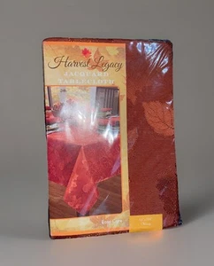 Harvest Legacy Jacquard Tablecloth 60" x 104" Rust w/Leaves 60 x 104 Oblong - Picture 1 of 7